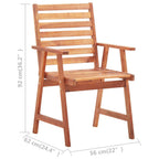 vidaXL 6X Solid Acacia Wood Patio Dining Chairs with Cushions Garden Balcony Backyard Terrace Wooden Chair Dinner Dinette Furniture