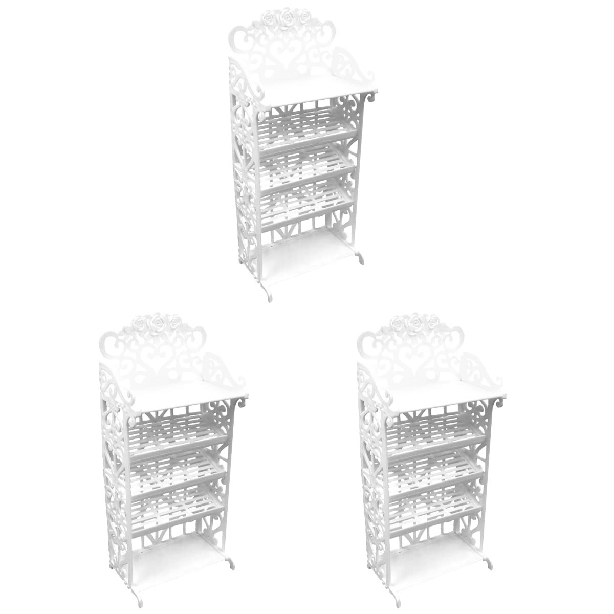 3 Pcs Plastic Doll Shoes Rack - White Dollhouse Shoe Organizer for Kids, Doll Accessories Storage, Furniture Playset