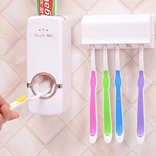 Dhruheer New Vacuum Base Automatic Toothpaste Dispenser Squeezer Organizer Stand Storage Holder Stand Tool Device Kit Case with 