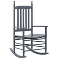 vidaXL Solid Poplar Wood VintageStyle Rocking Chair  Comfortable Seating with Curved Seat  Gray  Easy Assembly Required