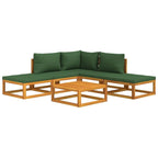vidaXL 6-Piece Outdoor Patio Furniture Set - Solid Acacia Wood Lounge Set with Sturdy Table, Comfortable Cushions, and Configurable Design - Ideal for Garden, Terrace, Balcony