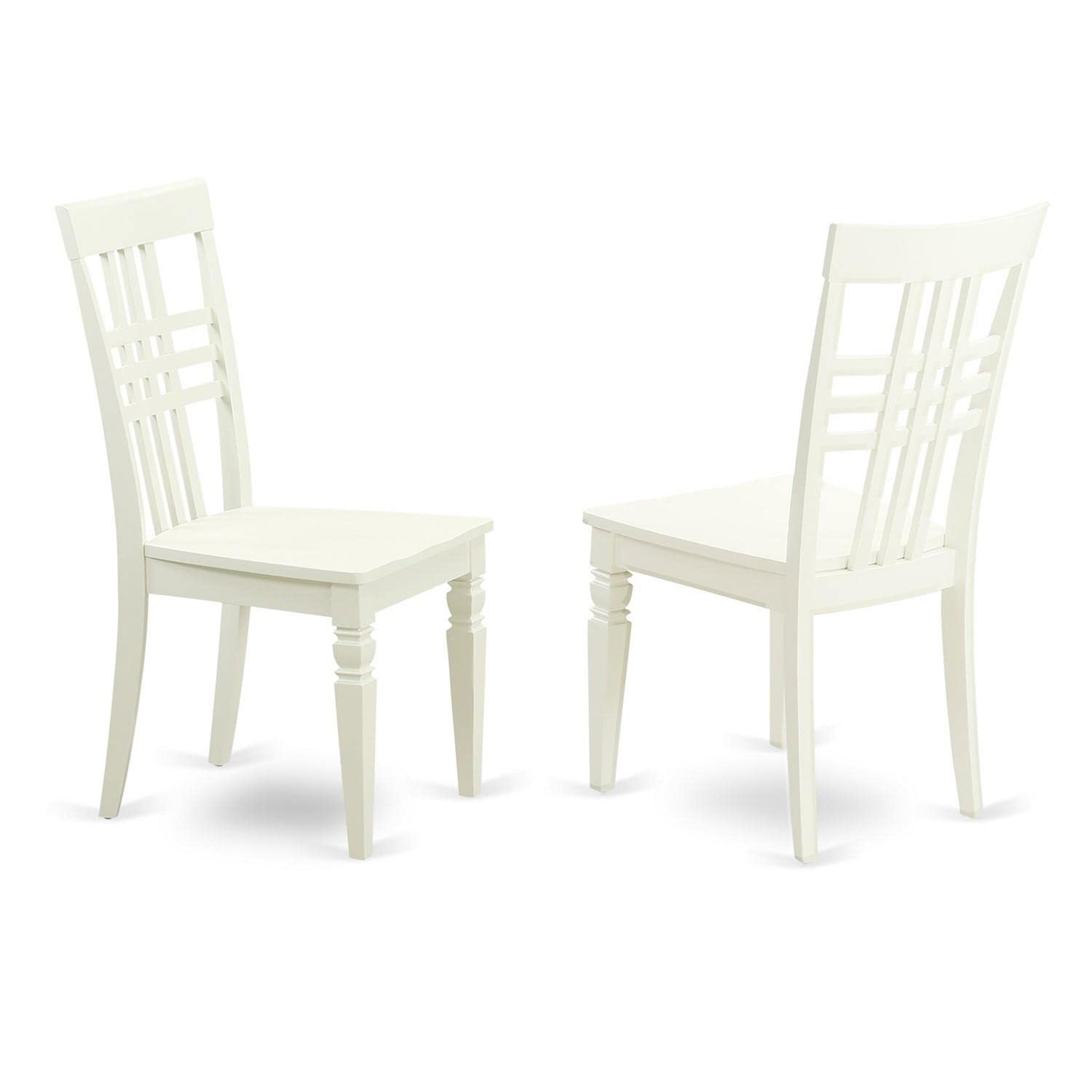 East West Furniture DLLG5-LWH-W 5 Piece Dining Room Furniture Set Includes a Round Dining Table with Dropleaf and 4 Wood Seat Chairs, 42x42 Inch, Linen White