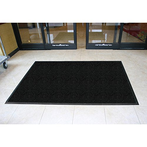Genuine Joe GJO02404 Rubber Ultraguard Berber Wiper/Scraper Mat, 72" Length x 48" Width, Charcoal Black