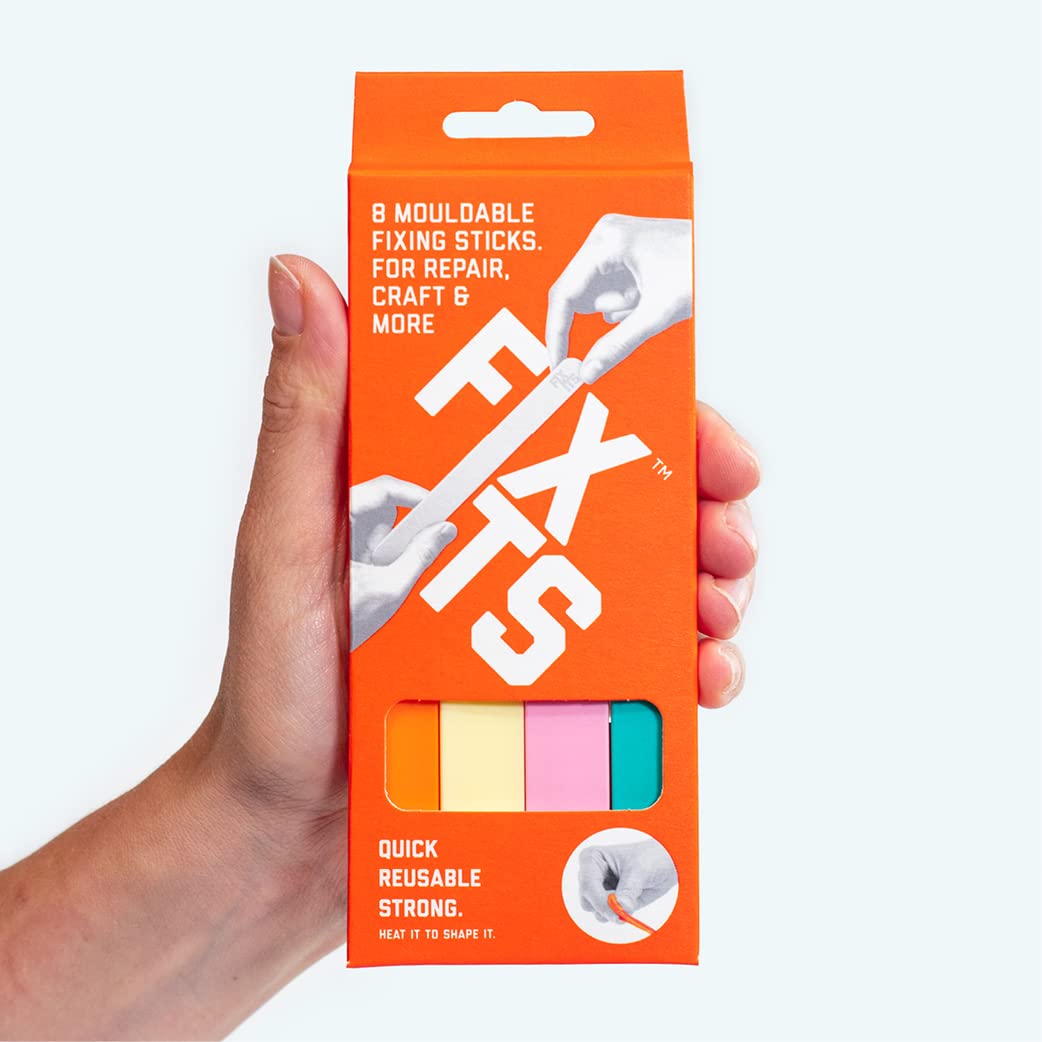 Pack of 8 Large 10g Fixits Sticks - Reusable Glue Stick Alternative - Plastic Fixing Sticks for Everyday Fixes - Mouldable Glue 