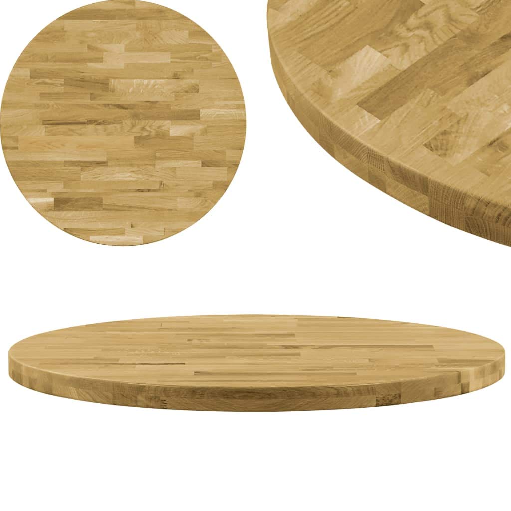 Famirosa Round Table Top Solid Oak Wood, One-Piece Rustic Dining Table Panel, Classic Wood Tabletop For Dining Table, Coffee Table Indoor Use Desktop Home Furniture Accessories 1.7"/27.6"