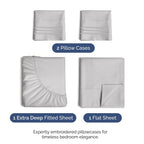 Extra Deep Queen 4 Piece Bedding Sheet Set - Breathable & Cooling - Hotel Luxury Bed Sheets Set - Easy Fit - Soft, Wrinkle Free & Comfy Light Grey Bedding Sheets - Extra Deep Pockets Bed Sheet Set