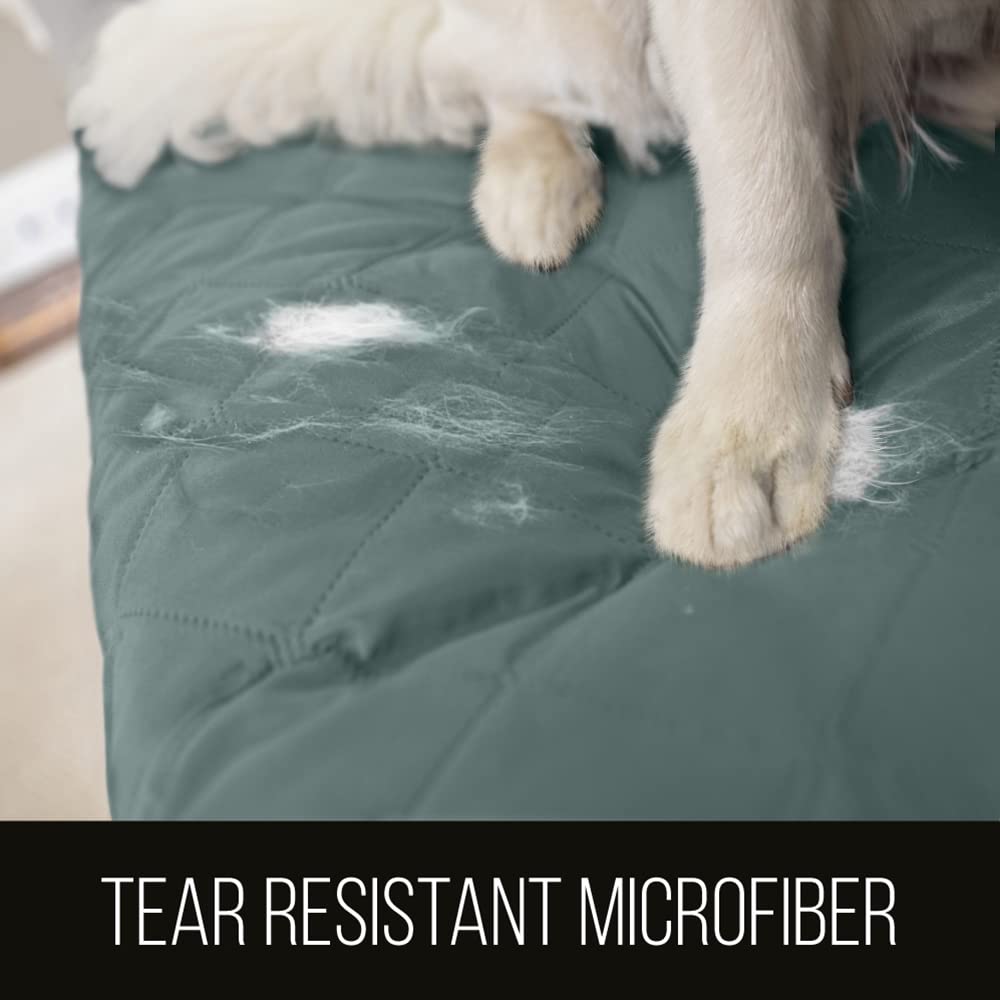 Sofa Shield Patented Chair Slipcover, Reversible Tear Resistant Soft Quilted Microfiber, 48” Seat Width, Durable Furniture Stain Protector With Straps, Washable Cover For Dogs, Kids, Seafoam Cream