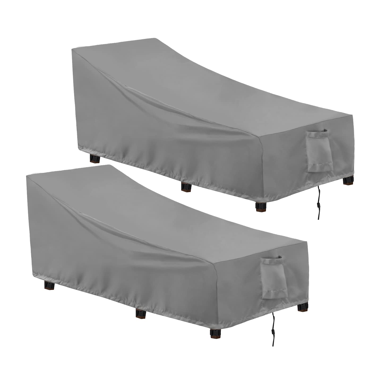 Outdoorlines Outdoor Waterproof Patio Chaise Lounge Chair Cover - Uv Resistant Lounger Covers Heavy Duty Weatherproof Patio Sofa Furniture Covers, 2 Packs, 78Wx35.5Dx33H Inches, Gray
