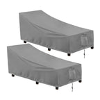 Outdoorlines Outdoor Waterproof Patio Chaise Lounge Chair Cover - Uv Resistant Lounger Covers Heavy Duty Weatherproof Patio Sofa Furniture Covers, 2 Packs, 64Wx28Dx30H Inches, Gray