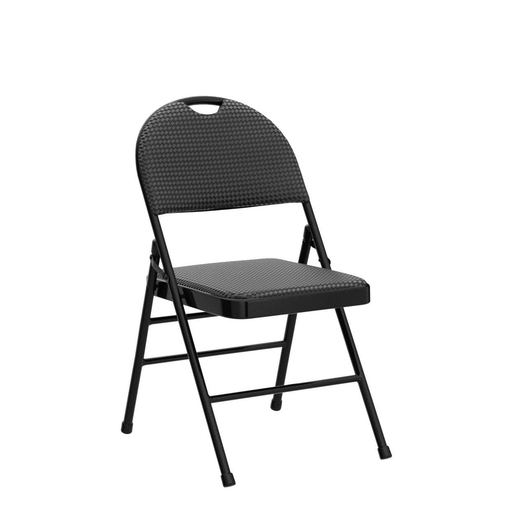 Cosco Commercial XL Folding Chair, Alloy Steel, Padded, Black, 4-Pack, 300 lb Weight Rating, Model 37976TMS4E