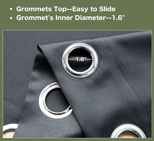 Pi Blackout Curtain Panel 63 Inches Long,Sound Reducing Thermal Insulated Light Blocking Grommet Window Curtains For Living Room/Bedroom 1 Panel (Black, W52Xl63)