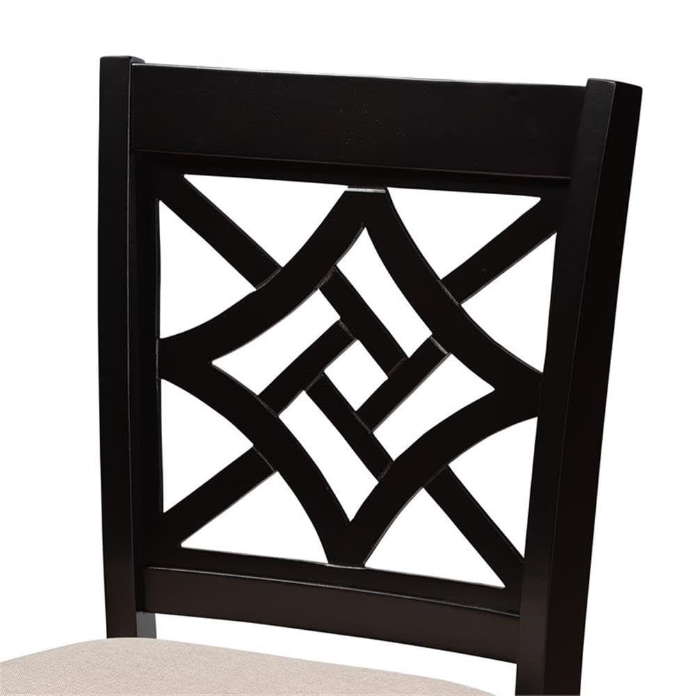 Baxton Studio Nicolette Modern and Contemporary Sand Fabric Upholstered and Dark Brown Finished Wood 2-Piece Counter Stool Set