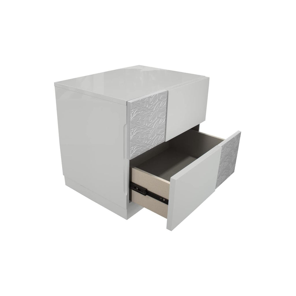 Best Master Naple 2-Drawer Poplar Wood Bedroom Nightstand In Gray/Silver Line