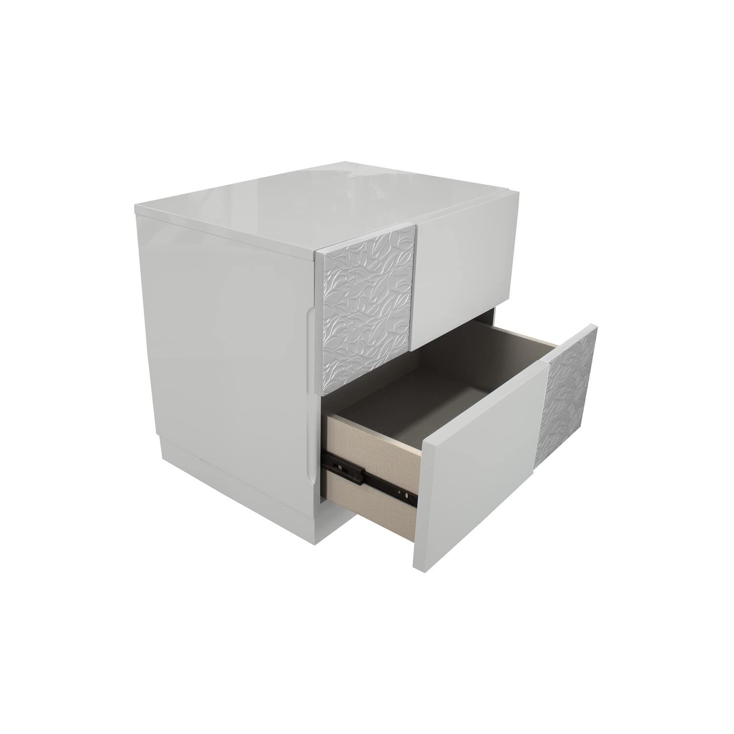 Best Master Naple 2-Drawer Poplar Wood Bedroom Nightstand In Gray/Silver Line