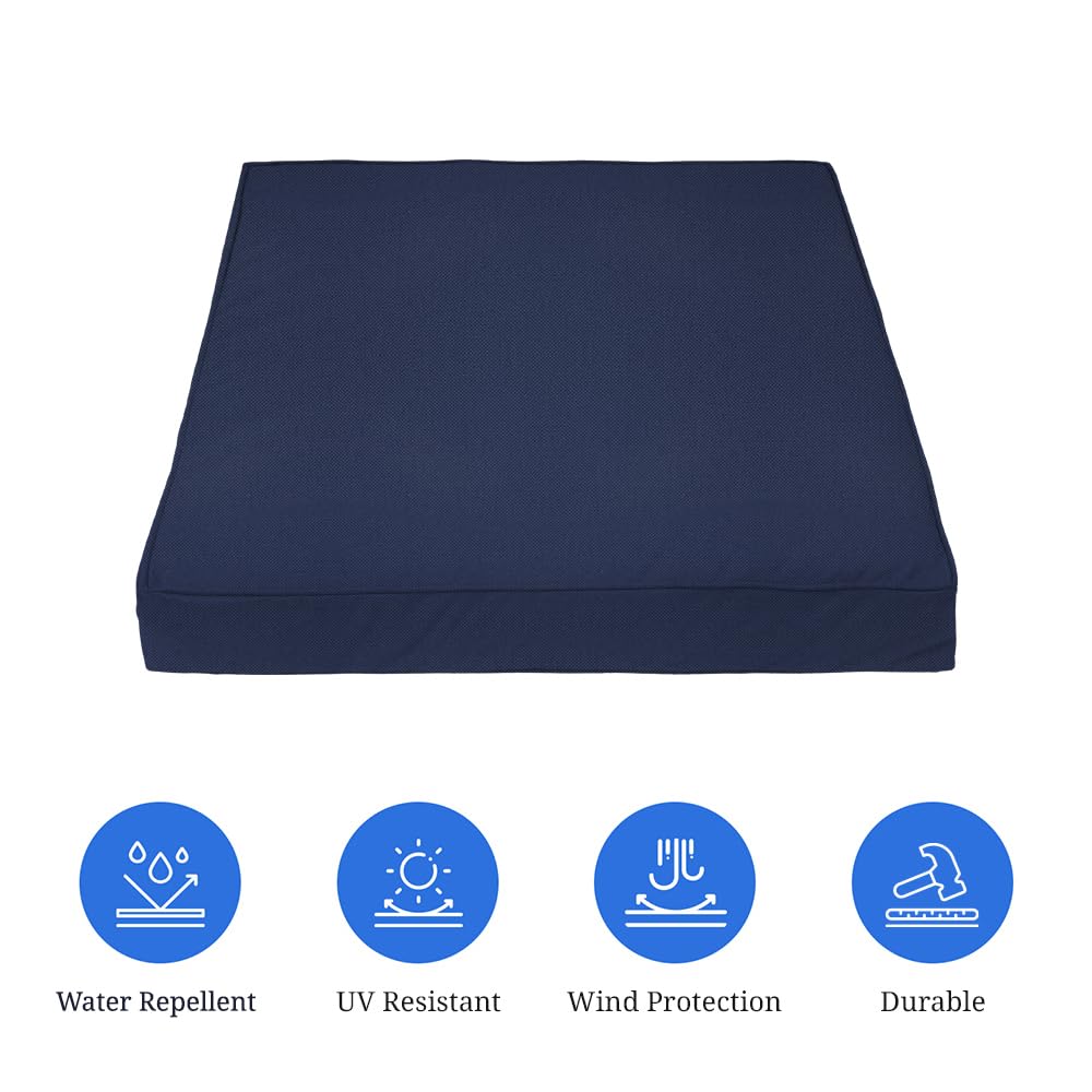 Covers & All Square Outdoor Cushion Covers For Patio Furniture Sets, Water, Tear & Uv Resistant Polyester Cushion Slipcover With Zippers (Pack Of 2) (20' L X 20' W X 4' Thick, Navy Blue)