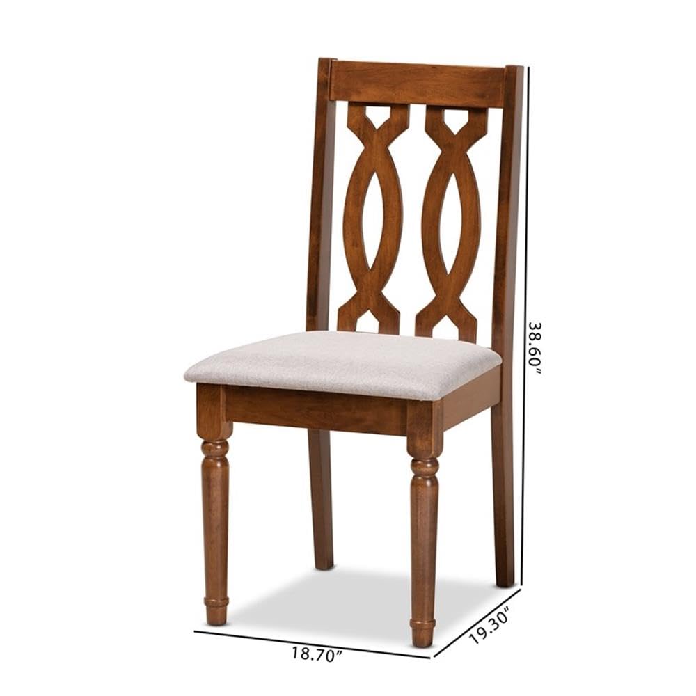 Baxton Studio Cherese Modern and Contemporary Grey Fabric Upholstered and Walnut Brown Finished Wood 2-Piece Dining Chair Set