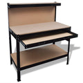 vidaXL Workbench w/Pegboard and Drawer Steel Table Garage Workshop Storage