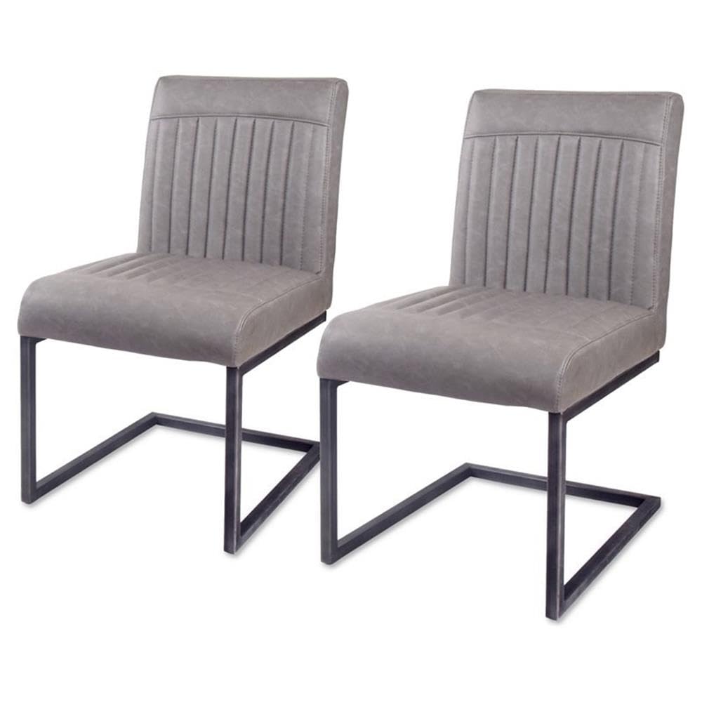 New Pacific Direct Ronan PU Leather Dining Chair,Set of 2 Furniture, Antique Graphite Gray