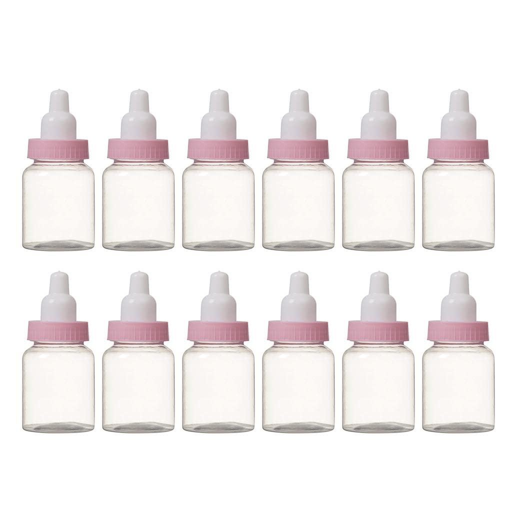 VELURA Baby Shower Candy Bottle Box Baptism Christening Birthday Party Decor Pink|12 Pieces Candy Box| Favors & Party Bag Filler