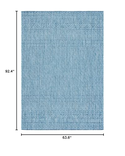 Safavieh Courtyard Collection 5'3' X 7'7' Aqua/Navy Cy8235 Indoor/ Outdoor Patio Backyard Mudroom Area Rug