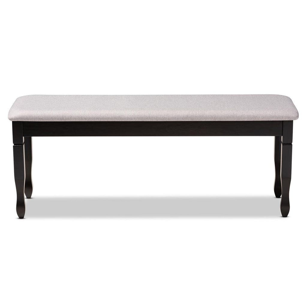Baxton Studio Corey Modern and Contemporary Grey Fabric Upholstered and Dark Brown Finished Wood Dining Bench