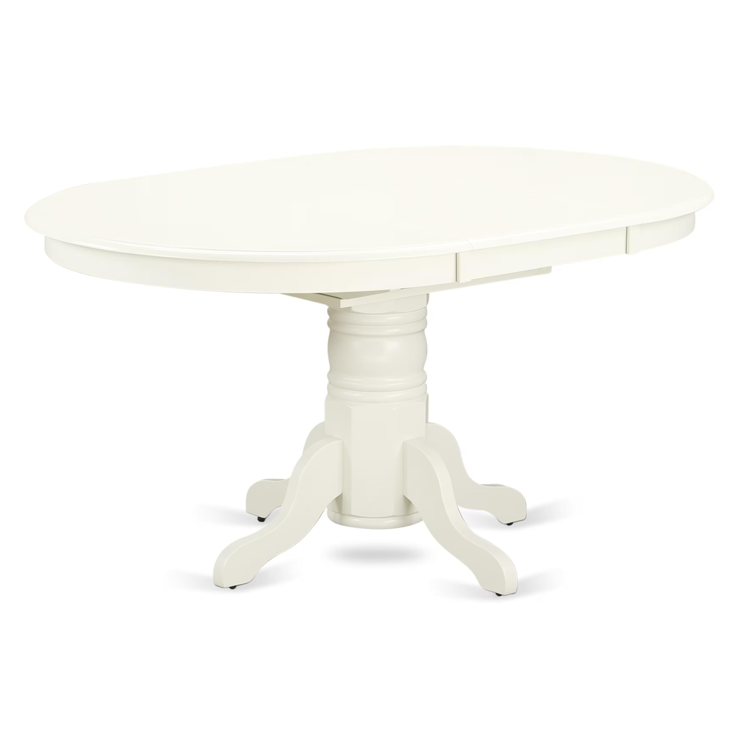 East West Furniture AVAD7-LWH-LC 7 Piece Dining Table Set Consist of an Oval Dining Room Table with Butterfly Leaf and 6 Faux Leather Upholstered Chairs, 42x60 Inch, Linen White