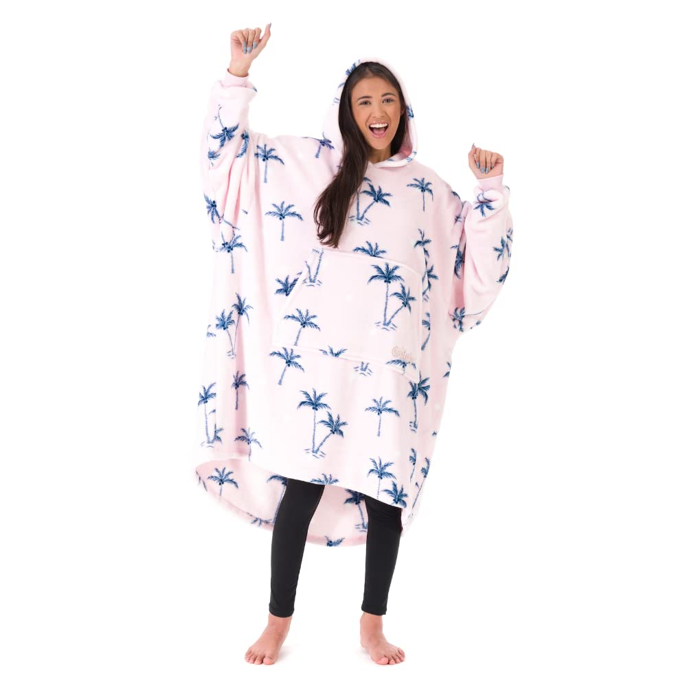 The Comfy Dream | Oversized Light Microfiber Wearable Blanket, One Size Fits All, Seen On Shark Tank, (Palm Trees)