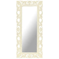 vidaXL Hand Carved Mirror White 43.3"x19.7" Solid Mango Wood