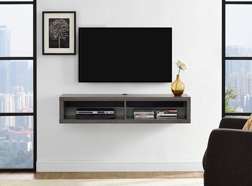 Martin Furniture Floating TV Console, 48, Skyline Walnut