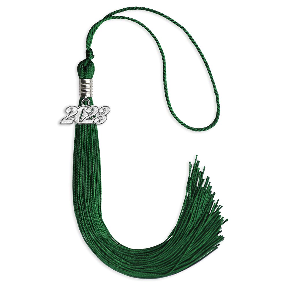 Endea Graduation Single Color Tassel with Silver Date Drop (Green, 2023)