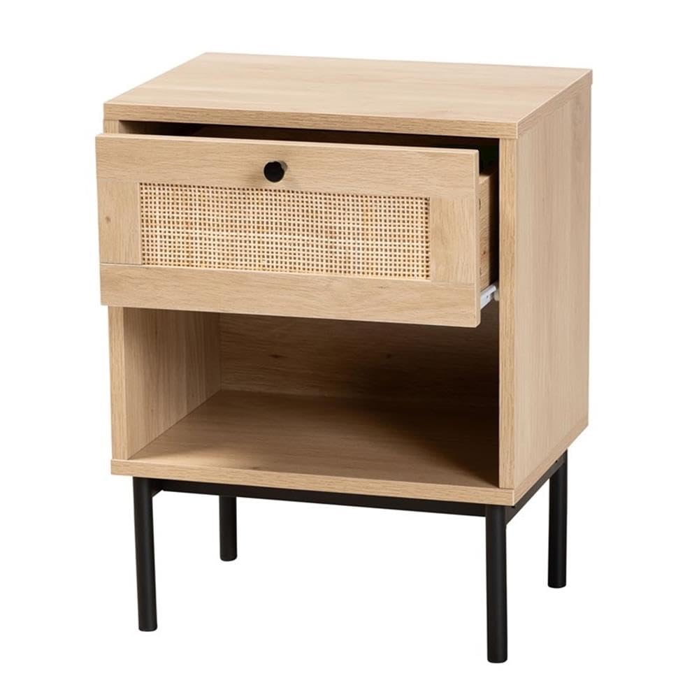 Baxton Studio Sherwin 15.7-inch W x 11.6-inch D End Table, Light Brown/Black (236-13219-HiT)