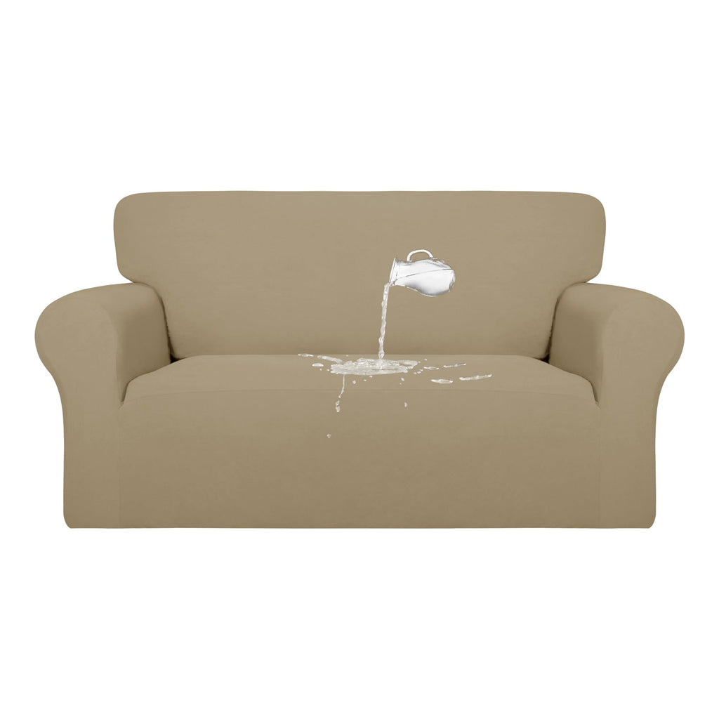 Purefit 100% Dual Waterproof Couch Cover Slipcovers For Couches And Sofas - Stretch Non Slip Fleece Sofa Covers Washable, Leakproof Furniture Protector For Kids, Pets, Dog (Loveseat, Natural)