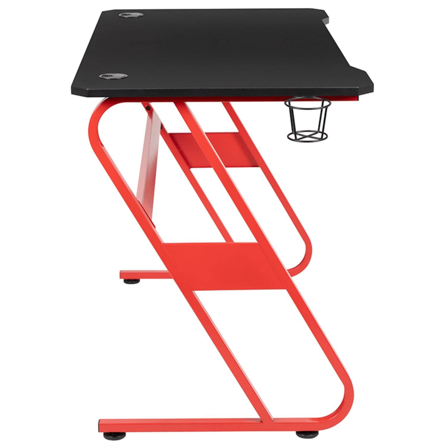 Flash Furniture Fisher Red Gaming Ergonomic Desk with Cup Holder and Headphone Hook