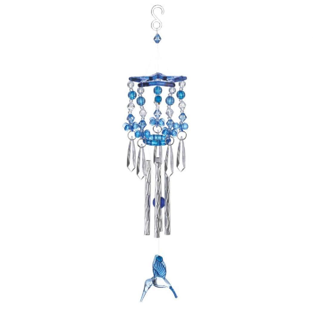 Summerfield Terrace 10018837 Blue Hummingbird Wind Chimes, White