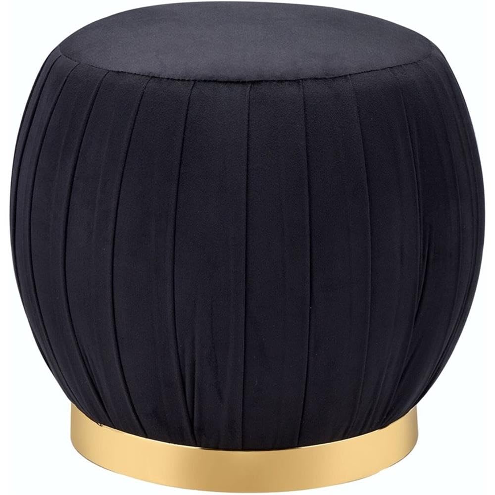 Acme Zinnia Ottoman in Black Velvet & Gold