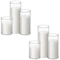 Shihanee Set of 6 Pillar Candles and Glass Cylinder Vases Clear Cylinder Candle Holders for Slim Tall Pillar Candles Wedding Cen