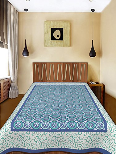 Indian Royal Fashion 100% Pure Cotton Blue Colour 1 Single BedSheet Without Pillow Covers (Size :60X90 Inches 152x229 cm)