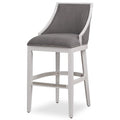 American Woodcrafters Keller 30 Bar Stool in White with Gray Fabric
