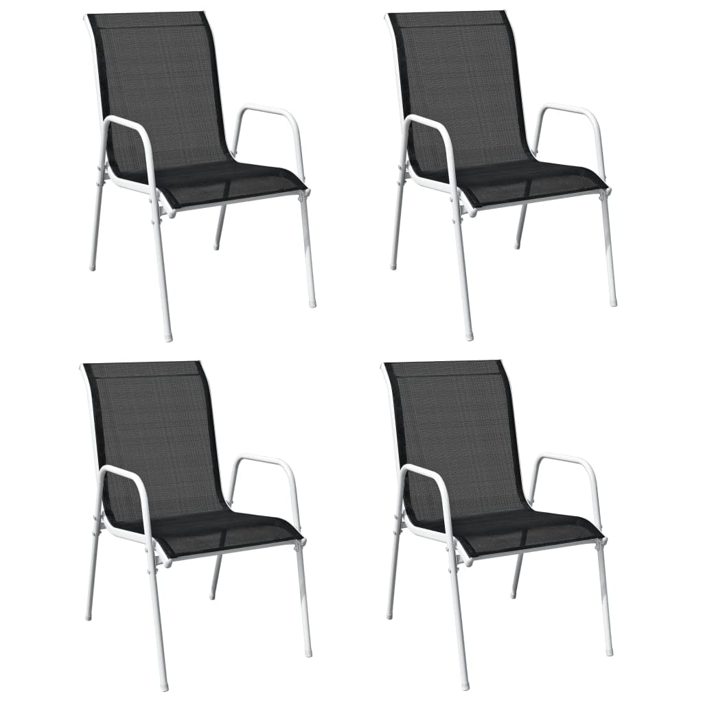 vidaXL Patio Dining Set 5 Piece Outdoor Garden Terrace Yard Patio Table and Chair Seating Seat Sitting Chair Dining Set Furniture Steel Black