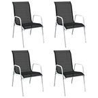 vidaXL Patio Dining Set 5 Piece Outdoor Garden Terrace Yard Patio Table and Chair Seating Seat Sitting Chair Dining Set Furniture Steel Black