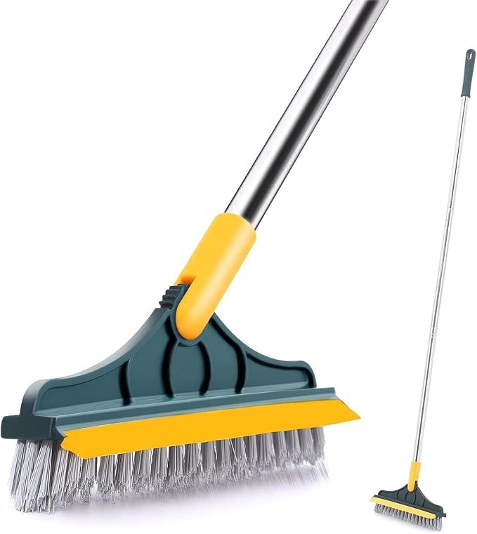 Wayron Bathroom Cleaning Brush With Wiper 2 In 1 Tiles Cleaning Brush With Long Handle 120 Rotate Bathroom Floor Cleaning Brush 