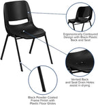 HERCULES Series 440 lb. Capacity Kids Black Ergonomic Shell Stack Chair with Black Frame and 14 Seat Height