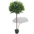 vidaXL Artificial Bay Tree Plant with Pot 49.2" - Lifelike Green Faux Bay Laurel for Home or Office Décor, Maintenance-Free Indoor Artificial Plant with 544 Leaves and a Real Wood Trunk