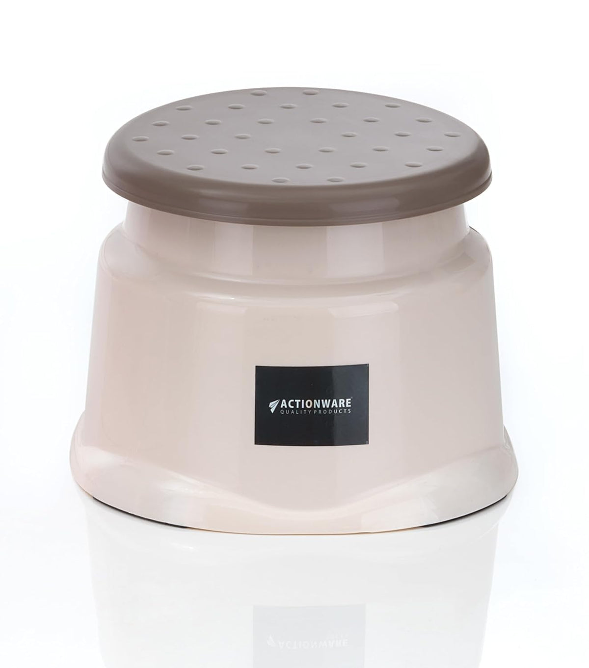 Actionware Fenix Roman Plastic Round Stool,Strong Support Stool For Bathroom (Ivory)