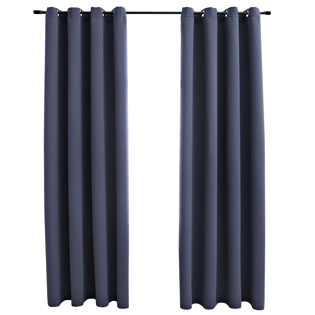 vidaXL Elegantly Designed Blackout Curtains with Rings - Easy Installation, Light Blocking, Machine Washable - Anthracite, 54"x84", 100% Polyester, 2 pcs