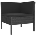 vidaXL Black 3 Piece Patio Lounge Set - Poly Rattan Outdoor Furniture with Cushions, Weather-Resistant, Powder-Coated Steel Frame, Modular Design, Sofa and Tea Table.