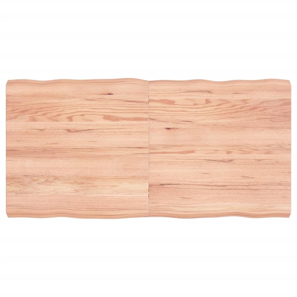 vidaXL Light Brown Solid Oak Wood Treated Table Top with Live Edge Design - Versatile for Home or Commercial Use'