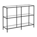 VASAGLE 39.4 Inch Console Table with 3 Shelves, Sofa Table, Entryway Table, Metal Frame, Tempered Glass Shelf, Modern Style, for