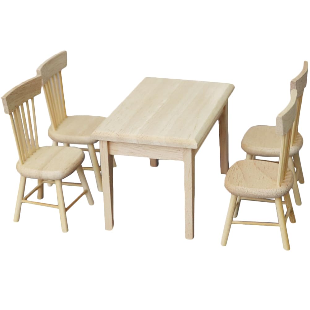 Toddmomy 1 Set Doll Furniture Miniature Furniture Decorative 1/12 Scale Miniature Table Chair Set for Dollhouse Decoration Acces