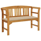 vidaXL Solid Wood Acacia Patio Bench with Cushion Garden Outdoor Balcony Backyard Terrace Porch Wooden Lounge Seating Furniture 47.2"